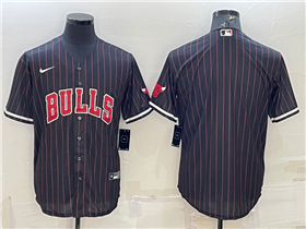 Chicago Bulls Black Pinstripe Baseball Cool Base Team Jersey