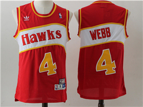 Atlanta Hawks #4 Spud Webb Red Hardwood Classics Jersey