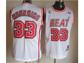 Miami Heat #33 Alonzo Mourning White Hardwood Classics Jersey