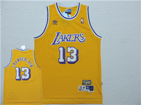 Los Angeles Lakers #13 Wilt Chamberlain Gold Hardwood Classics Jersey