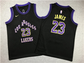 Los Angeles Lakers #23 Lebron James Youth 2023-24 Black City Edition Swingman Jersey