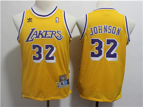 Los Angeles Lakers #32 Magic Johnson Youth Gold Hardwood Classics Jersey