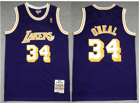 Los Angeles Lakers #34 Shaquille O'Neal 1996-97 Purple Hardwood Classics Jersey