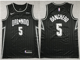 Orlando Magic #5 Paolo Banchero 2023-24 Black City Edition Swingman Jersey