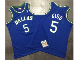 Dallas Mavericks #5 Jason Kidd 1994-95 Blue Hardwood Classics Jersey