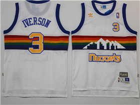 Denver Nuggets #3 Allen Iverson White Hardwood Classics Jersey