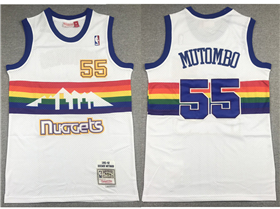 Denver Nuggets #55 Dikembe Mutombo 1991-92 White Hardwood Classics Jersey