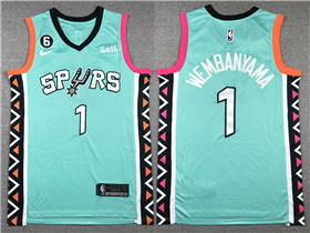 San Antonio Spurs #1 Victor Wembanyama 2022-23 Turquoise City Edition Swingman Jersey