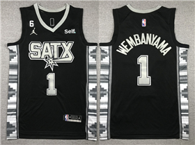 San Antonio Spurs #1 Victor Wembanyama 2022-23 Black Statement Edition Swingman Jersey