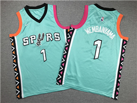 San Antonio Spurs #1 Victor Wembanyama Youth 2022-23 Turquoise City Edition Swingman Jersey