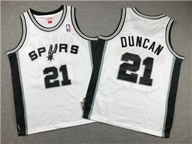 San Antonio Spurs #21 Tim Duncan Youth 1998-99 White Hardwood Classics Jersey