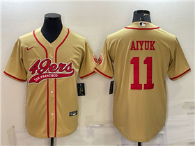 San Francisco 49ers #11 Brandon Aiyuk Gold Baseball Cool Base Jersey