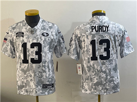 San Francisco 49ers #13 Brock Purdy Youth Arctic Camo 2024 Salute To Service Limited Jersey