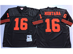 San Francisco 49ers #16 Joe Montana Black Throwback Jersey