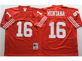 San Francisco 49ers #16 Joe Montana Red Throwback Jersey