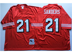 San Francisco 49ers #21 Deion Sanders 1994 Throwback Red Jersey