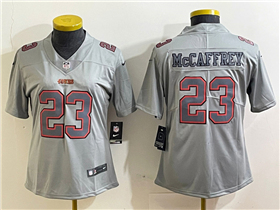 San Francisco 49ers #23 Christian McCaffrey Women's Gray Atmosphere Fashion Limited Jersey