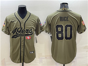 San Francisco 49ers #80 Jerry Rice Olive Salute To Service Baseball Jersey