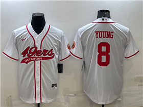 San Francisco 49ers #8 Steve Young White Baseball Cool Base Jersey