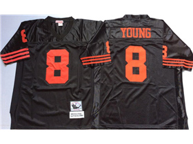 San Francisco 49ers #8 Steve Young Throwback Black Jersey