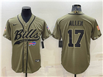 Buffalo Bills #17 Josh Allen Olive Salute To Service Baseball Jersey