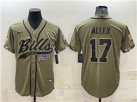 Buffalo Bills #17 Josh Allen Olive Salute To Service Baseball Jersey