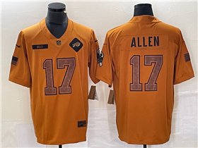 Buffalo Bills #17 Josh Allen 2023 Brown Salute To Service Limited Jersey