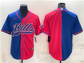 Buffalo Bills Split Blue/Red Baseball Cool Base Team Jersey