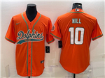 Miami Dolphins #10 Tyreek Hill Orange Baseball Cool Base Jersey