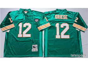 Miami Dolphins #12 Bob Griese Throwback Aqua Jersey