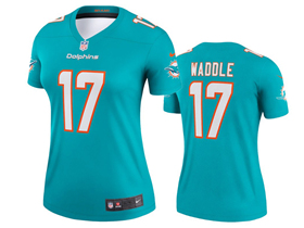 Miami Dolphins #17 Jaylen Waddle Women's Aqua Vapor Limited Jersey