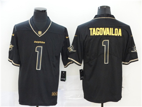 Miami Dolphins #1 Tua Tagovailoa Black Gold Vapor Limited Jersey