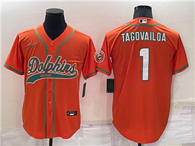 Miami Dolphins #1 Tua Tagovailoa Orange Baseball Cool Base Jersey