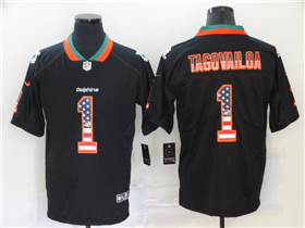 Miami Dolphins #1 Tua Tagovailoa Black USA Flag Fashion Limited Jersey