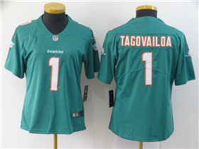 Miami Dolphins #1 Tua Tagovailoa Women's Aqua Vapor Limited Jersey