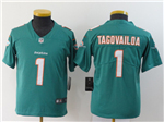 Miami Dolphins #1 Tua Tagovailoa Youth Aqua Vapor Limited Jersey