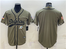 Miami Dolphins Olive Salute To Service Baseball Team Jersey