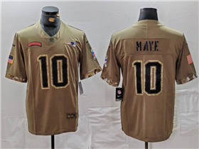 New England Patriots #10 Drake Maye 2022 Olive Salute To Service Limited Jersey