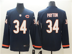 Chicago Bears #34 Walter Payton Navy Therma Long Sleeve Jersey