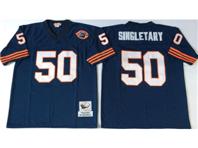 Chicago Bears #50 Mike Singletary Throwback Navy Blue Jersey with Bear Patch