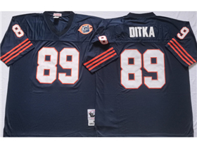 Chicago Bears #89 Mike Ditka Throwback Navy Blue Jersey with Bear Patch