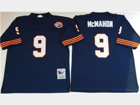 Chicago Bears #9 Jim McMahon Throwback Navy Blue Jersey with Bear Patch