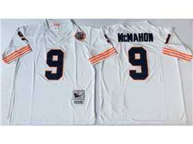 Chicago Bears #9 Jim McMahon Throwback White Jersey with Bear Patch