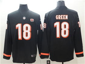 Cincinnati Bengals #18 A.J. Green Black Therma Long Sleeve Jersey