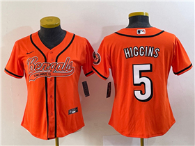 Cincinnati Bengals #5 Tee Higgins Women's Orange Baseball Jersey