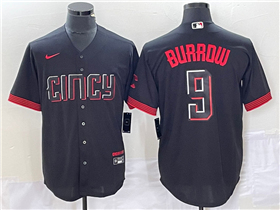 Cincinnati Bengals x Reds #9 Joe Burrow Black 2023 City Connect Jersey