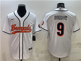 Cincinnati Bengals #9 Joe Burrow White Baseball Cool Base Jersey