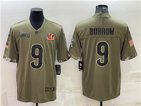 Cincinnati Bengals #9 Joe Burrow 2022 Olive Salute To Service Limited Jersey