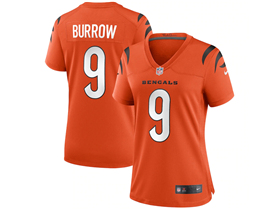 Cincinnati Bengals #9 Joe Burrow Women's Orange Vapor Limited Jersey