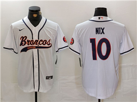 Denver Broncos #10 Bo Nix White Baseball Limited Jersey